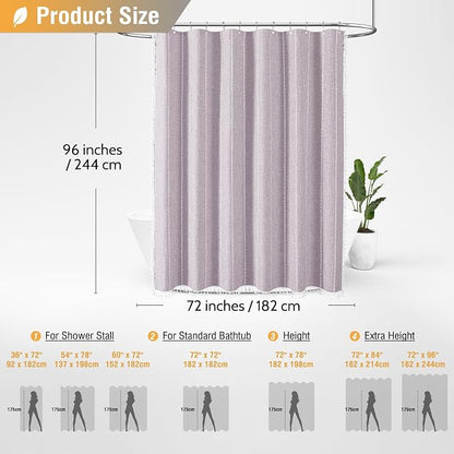 72x96 Extra Long Boho Linen Heavy Duty Shower Curtain Set, Lavender | Extra - Image 6