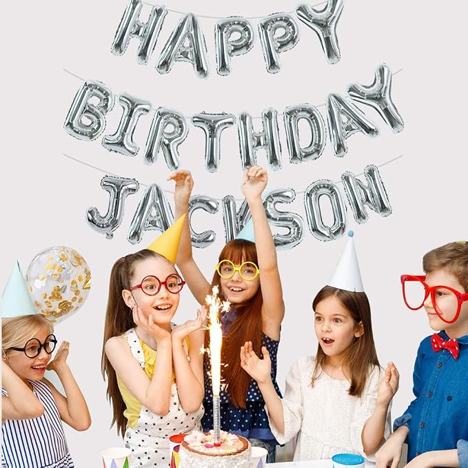 TONIFUL 65 Pcs 16 Inch Silver Happy Birthday Balloons and 2 Sets A-Z Foil - Image 6