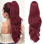 Ponytail Extension, Drawstring Ponytail Extension for Women 26 Inch Long Wavy Pony Tails Hair Extensions Synthetic Clip in Ponytail Hairpiece for Women(Bug)