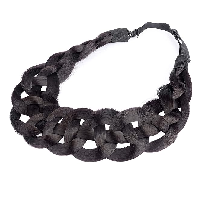 DIGUAN Hollow out Synthetic Hair Braided Headband Hairpiece Women Girl Beauty accessory for Women (Deep Brown)