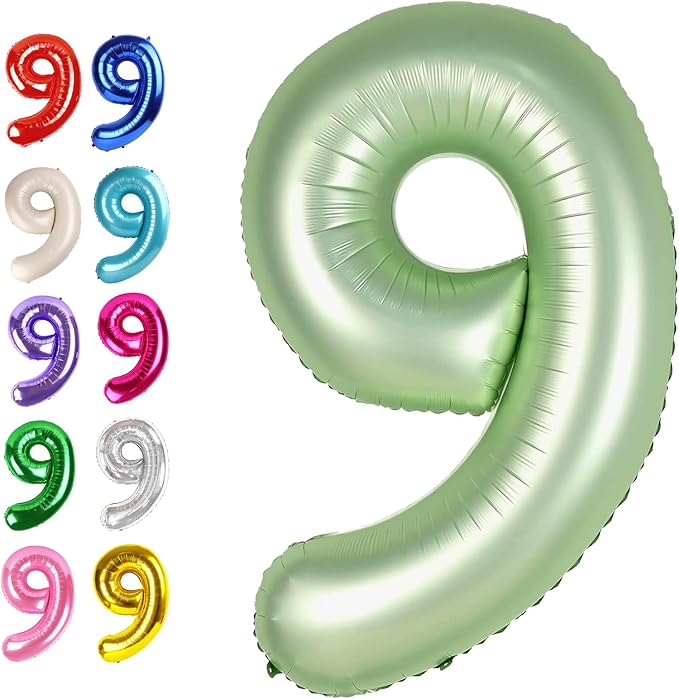 Oliver Green Number 9 Balloon 40 inch, Birthday Party Balloons Decorations | by Upgesy