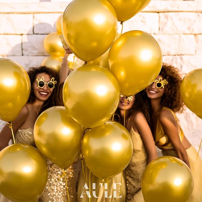 AULE 50Pcs Metallic 12 Inches Gold Chrome Helium Shiny Balloons | Chrome Helium - Image 2