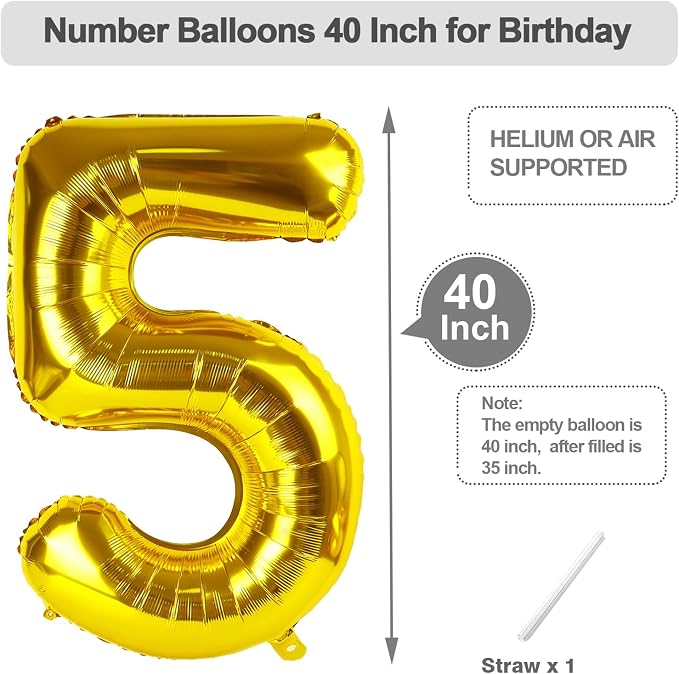 Numbers 14 Balloon 40Inch Gold Balloons - Image 5