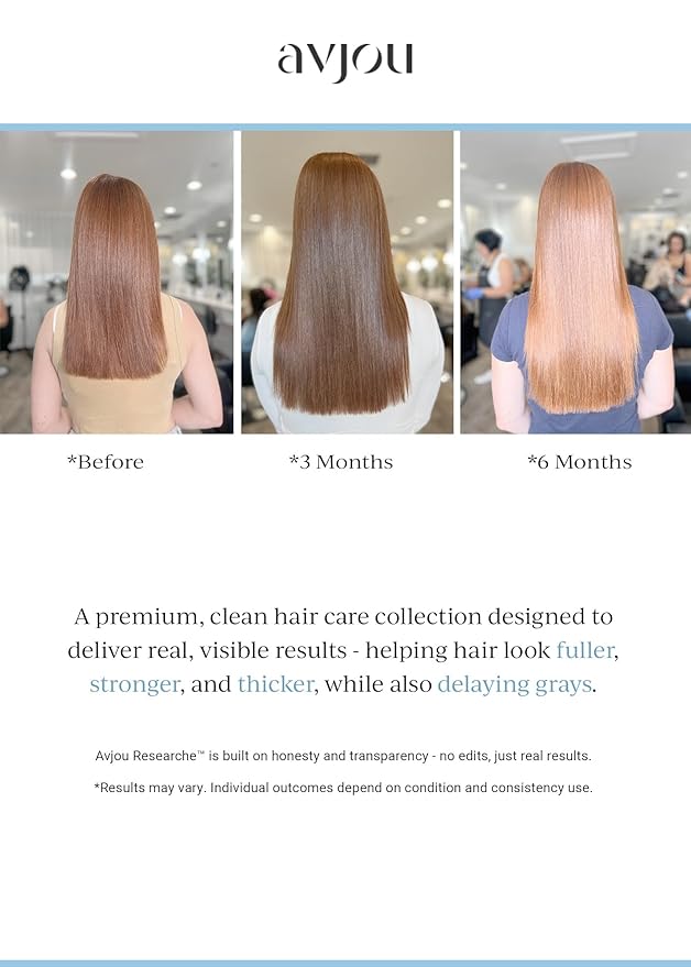 Avjou Researche™ Scalp Serum – Thicker, Fuller-Looking Hair + Targets Visible Signs of Premature Greying – 3 Patented Ingredients – Backed by Cosmetic Science – Oil-Free, All Hair Types, 1.7 oz