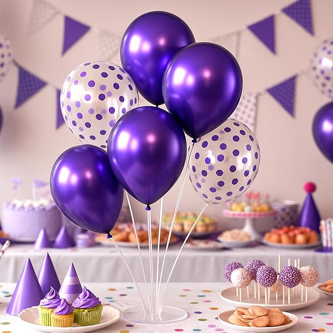 6pcs Purple Balloon Stands Kit Table Centerpiece Table Decorations - Image 5