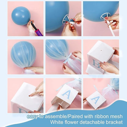 Wettarn 4 Set Blue Boy Baby Shower Table Centerpiece Decor 24'' Tulle Tutu - Image 4