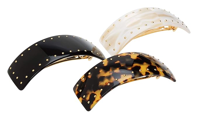 France Luxe Studded Rectangle Volume Barrette - Alba
