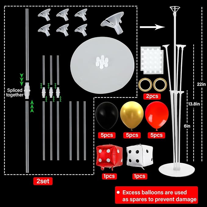 Naozinebi Casino Party Balloons Stand Kit 2 Sets - Image 2