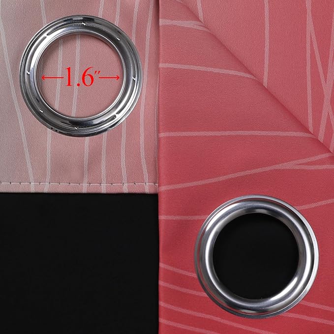 Red and Green Blackout Curtains 45 Inch Length, Full Room Darkening Ombre Drapes - Image 7