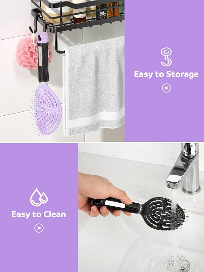 2 Pack Curved Vented Hairbrush,Hair Brush for Faster Blow Drying No Pulling Detangling Paddle Brushes for Women, Men Wet Dry Curly Thick Hair