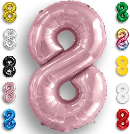 Pink Pearl Number Balloon 8 Mylar Foil Macaron Balloons 40 inch by Unknown