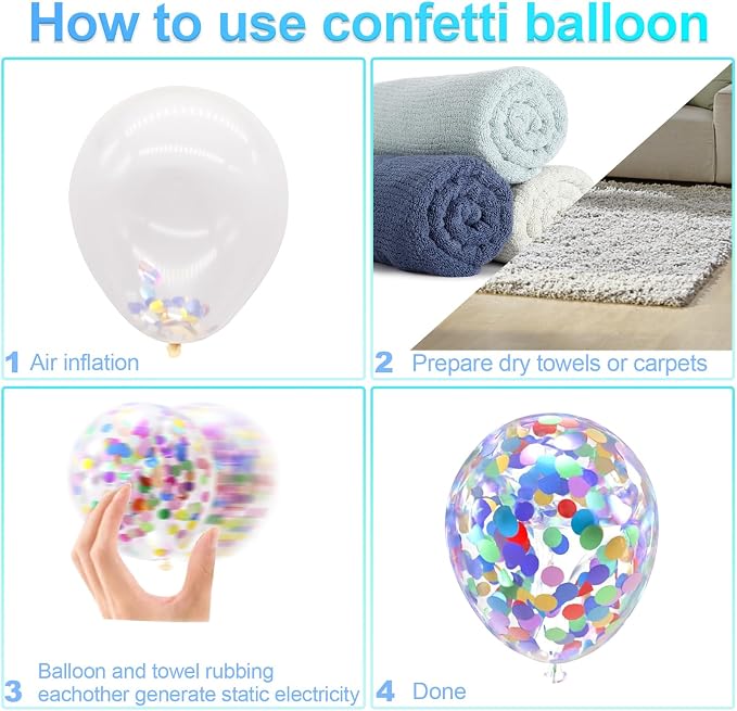 Bezente Rainbow Multicolor Confetti Latex Balloons - Image 6