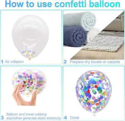 Bezente Rainbow Multicolor Confetti Latex Balloons - Image 6
