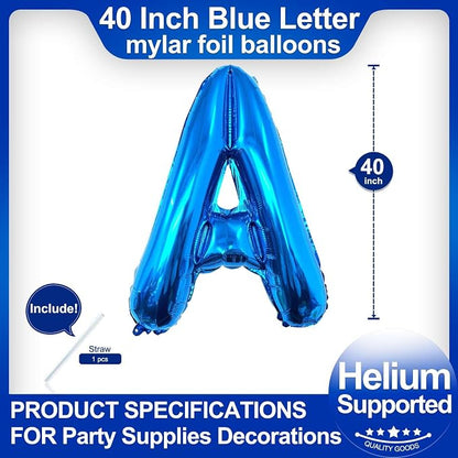 40 Inch Blue Letter A Balloons, DIY Phrase Foil Alphabet Letter A Balloons DIY - Image 2