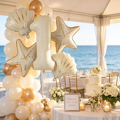 5 Pcs Starfish Seashell Balloons Set Under the Sea Party Decorations | 40 Inch - Image 4