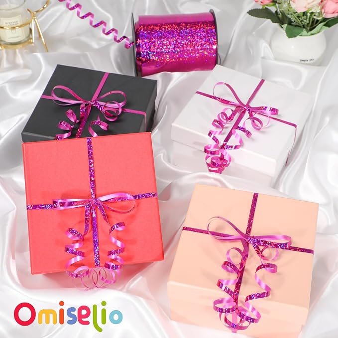 Pink Ribbon, 500 Yard Hot Pink Curling Ribbon, Rose Red Ribbon, Shiny Metallic - Image 2