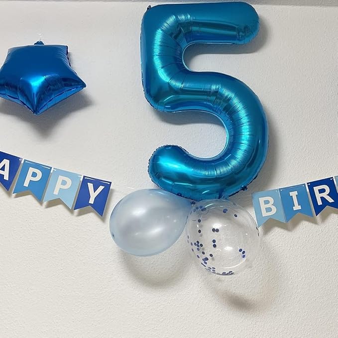 40 inch Blue Number Balloon Giant Foil Helium Balloons Blue Number 5 Balloon - Image 5