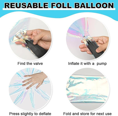 9Pcs Iridescent Star Balloons, Mylar Spike Balloon - Image 9