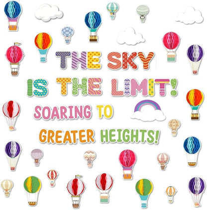 55 PCS 3D Honeycomb Hot Air Balloon Bulletin Board Decor, Classroom Wall Cutouts by Unknown