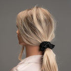 Silk Scrunchies for Hair 100% Mulberry Silk Hair Ties 3 Pack(Black, Navy Blue, Emerald)