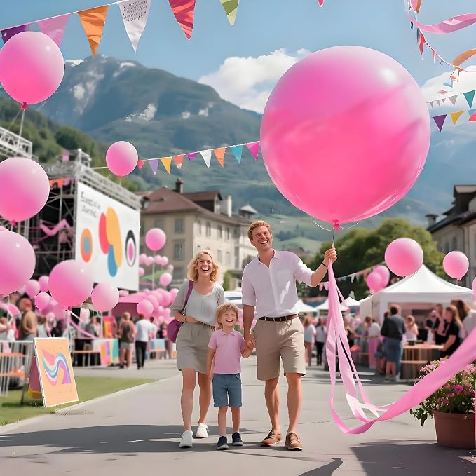 Pink Balloons 9pcs 36 Inch Extra Large Big Jumbo Giant Matte Pink Balloons - Image 7