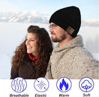 Wireless Beanie Hat for Men Women Wireless Music hat with Headphones Headset Speaker Mic Music Beanie Hat Unisex Knit Outdoor Sports Running Cap with Microphone Teens Tech Gifts