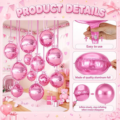 Pink Round Foil Balloons - Image 4