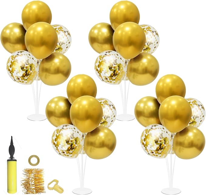ZJDHPTY Gold Birthday Decorations, 4 Set Balloon Stand - Image 9