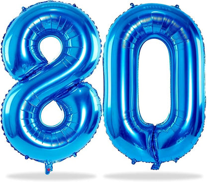 Blue Number 40 Birthday Balloons, 40 Inch Large Blue Foil Number 4 and 0 by Lingqiang