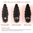 Claw Wavy Ponytail Extension 18 Inch for Women Curly Pony Tail Clip in Hair Extensions Shoulder Length Fluffy Natural Looking Synthetic Hairpiece for Daily Use (Black Brown)