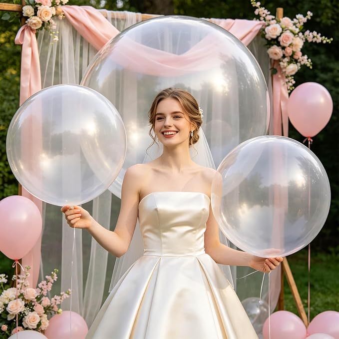 5Pcs Clear Big Balloons 36 Inch, Round Large Latex Party Balloons - Image 5