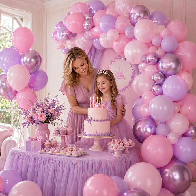 Pastel Pink Purple Balloons, 12 Inch Pearl Light Pink Metallic Purple - Image 5