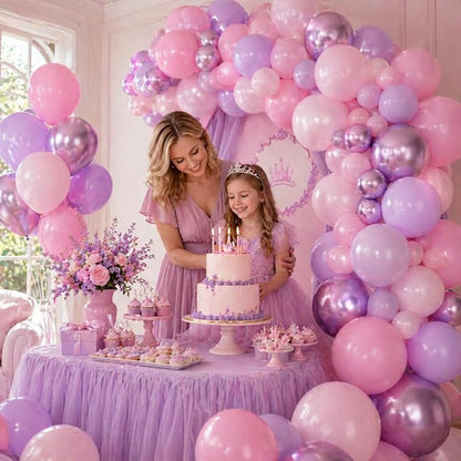 Pastel Pink Purple Balloons, 12 Inch Pearl Light Pink Metallic Purple - Image 5