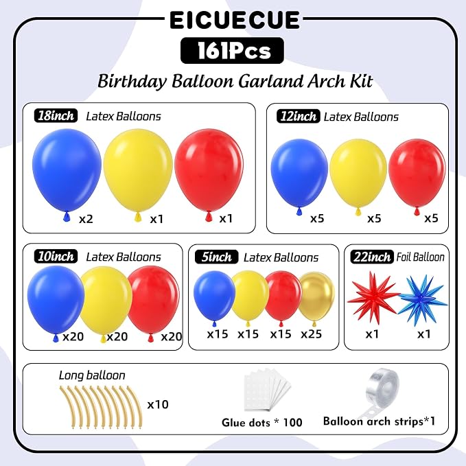 Red Blue Yellow Balloon Garland Arch Kit - Image 2