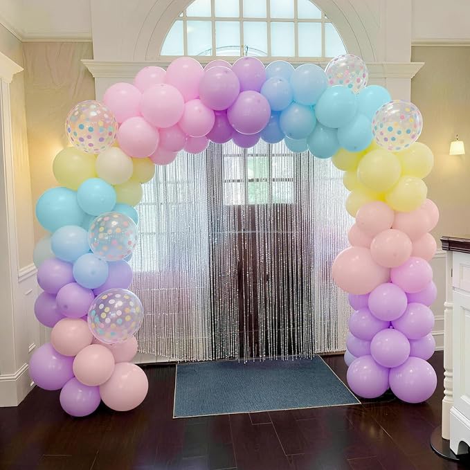 Pastel Balloons, 12 Inch Rainbow Macaron Pink Blue Teal Yellow Purple Apricot - Image 7