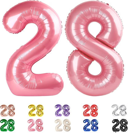 Number 28 Balloon 40Inch for 28 Year Old Birthday Decorations, Pearl Pink | by Mluchee