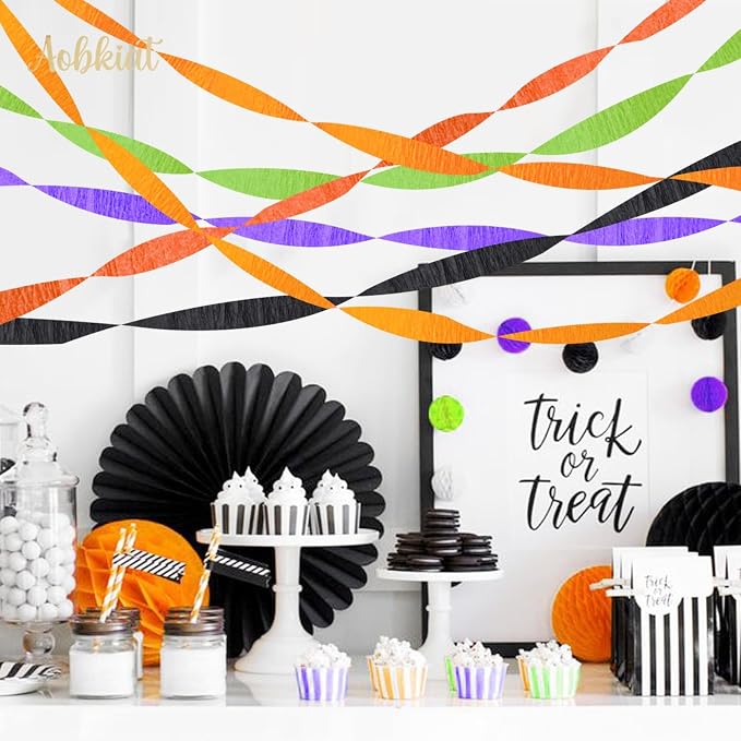 AOBKIAT Halloween Streamers Party Decorations, in Orange Purple Black Green | 5 - Image 2