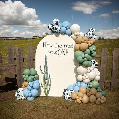 153 Pcs Green Cow Balloon Arch Garland Kit – Sage Green, Sand White, and Cow - Image 7