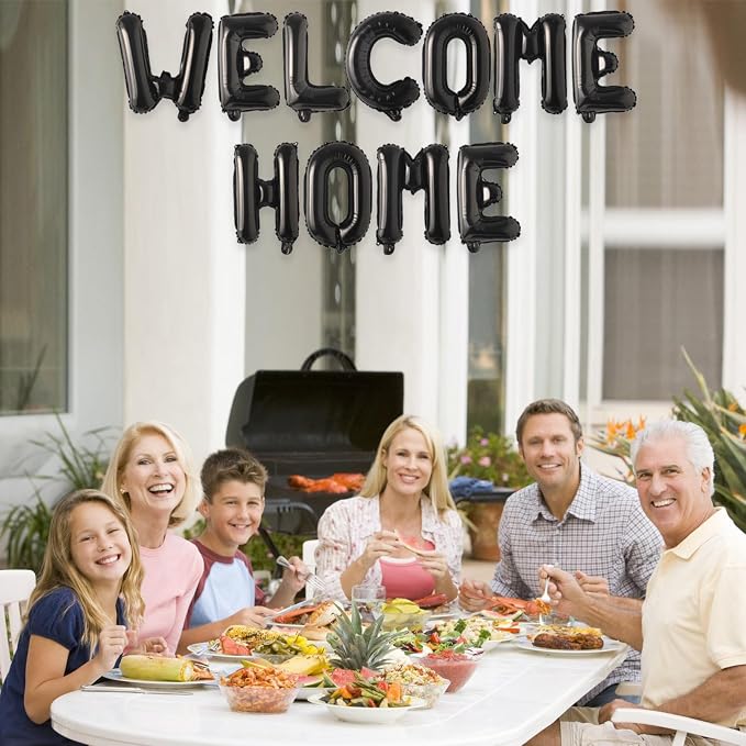 2 Set 22Pcs Black WELCOME HOME Letter Balloons 16in Balloon Foil Letter - Image 6