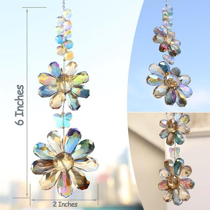 Crystal Flower Suncatcher Hanging Ornament, Rainbow Maker Window Sun Catcher - Image 3