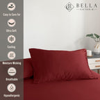 Bella Coterie | Luxury King Size Pillowcase Set | 100% Organically Grown Bamboo Viscose | Ultra Soft | Cooling | 2 Pcs [Merlot]