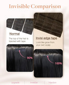 GOO GOO Invisi Edge Tape in Hair Extensions Human Hair, 4/27/4 Balayage Chocolate Brown to Caramel Blonde 10pcs injected with 10pcs classical tape ins, 18inch 50g, Virgin Remy Hair, Natural Look