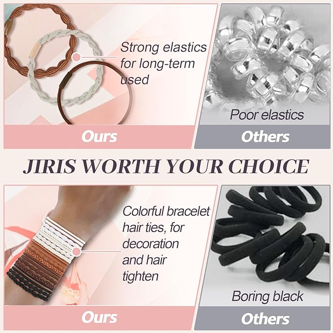 JIIRS 20PCS Boho Hair Ties,Elastic Bracelets,Elastic Hair Ties, Hair Bands For Ponytails,Ponytail Holder for Thick or Thin Hair,Boho Hair Bracelets No-Damage For Daily Life, Sport, Working(Set6)