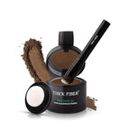 THICK FIBER Root Touch Up and Hairline Concealer - Water & Sweat Resistant Hair Loss Powder Set for Thinning Hair, Includes Brush (Light Brown)