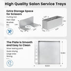 Salon Rolling Tray on Wheels, Hairstylist Tray with Storage Platform and Hair Separator Stand for Salon Station, Salon Tray Cart, Metal Service Instrument Storage Tray Accessory for Salon&Spa Use