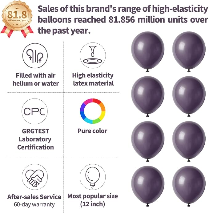 110pcs Dusty Purple Balloon 12 Inch, Dusty Purple Latex Balloons - Image 2