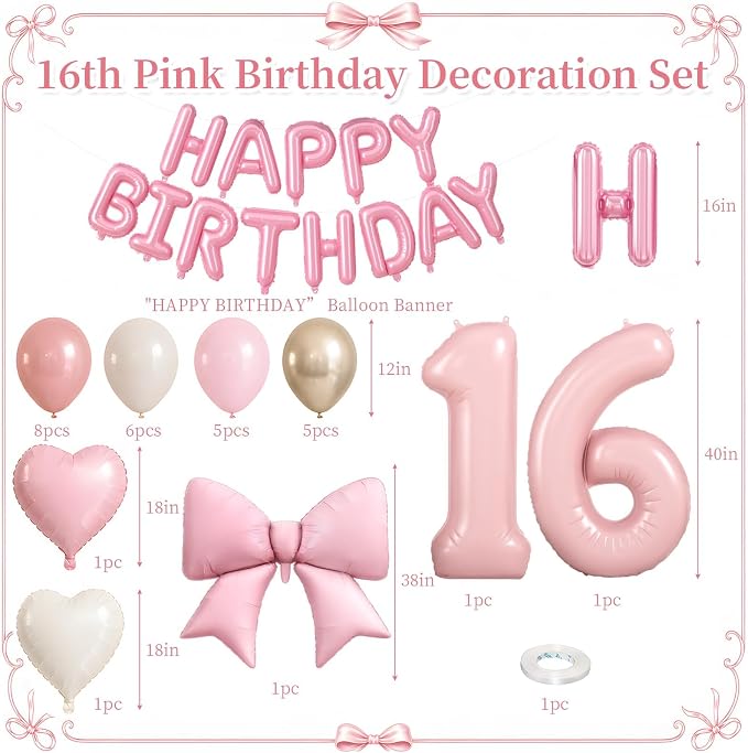 Dusty Pink Number 16 Balloon, Sweet 16th Birthday Decorations - Image 2