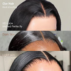 Iris Queen 12A 220 Density HD Lace Front Human Hair Wigs for Black Women Pre Plucked 13x4 Straight Transparent Lace Frontal Wigs with Baby Hair Natural Black Color(26 Inch)
