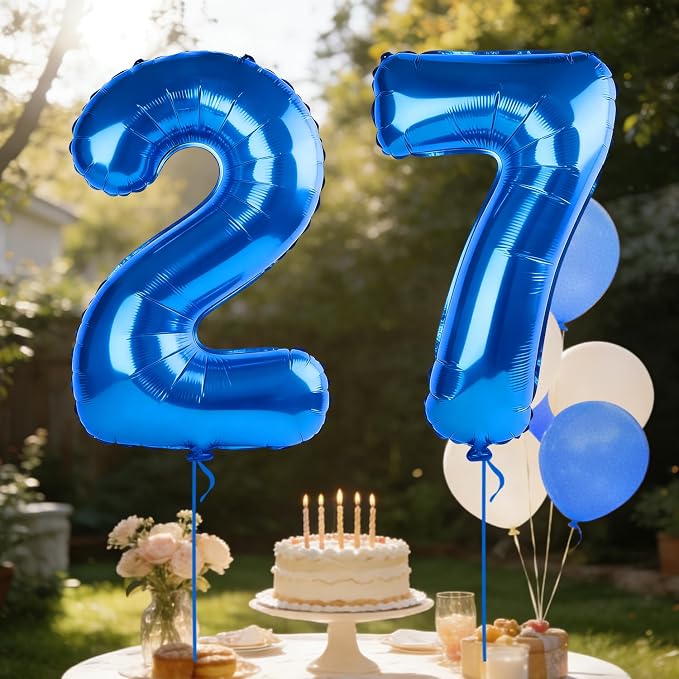 40 Inch Number 27 Balloons for 27th Birthday Party Decorations, 0-100 Dark Blue - Image 3