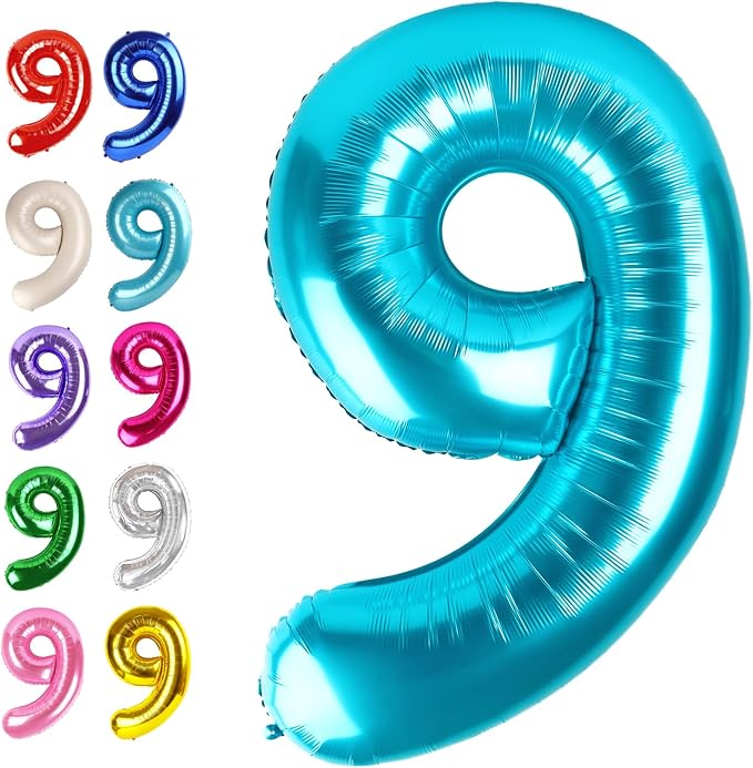 Blue Number 9 Balloon 40 inch, Balloon numbers party supplies, deco photo shoot by Upgesy